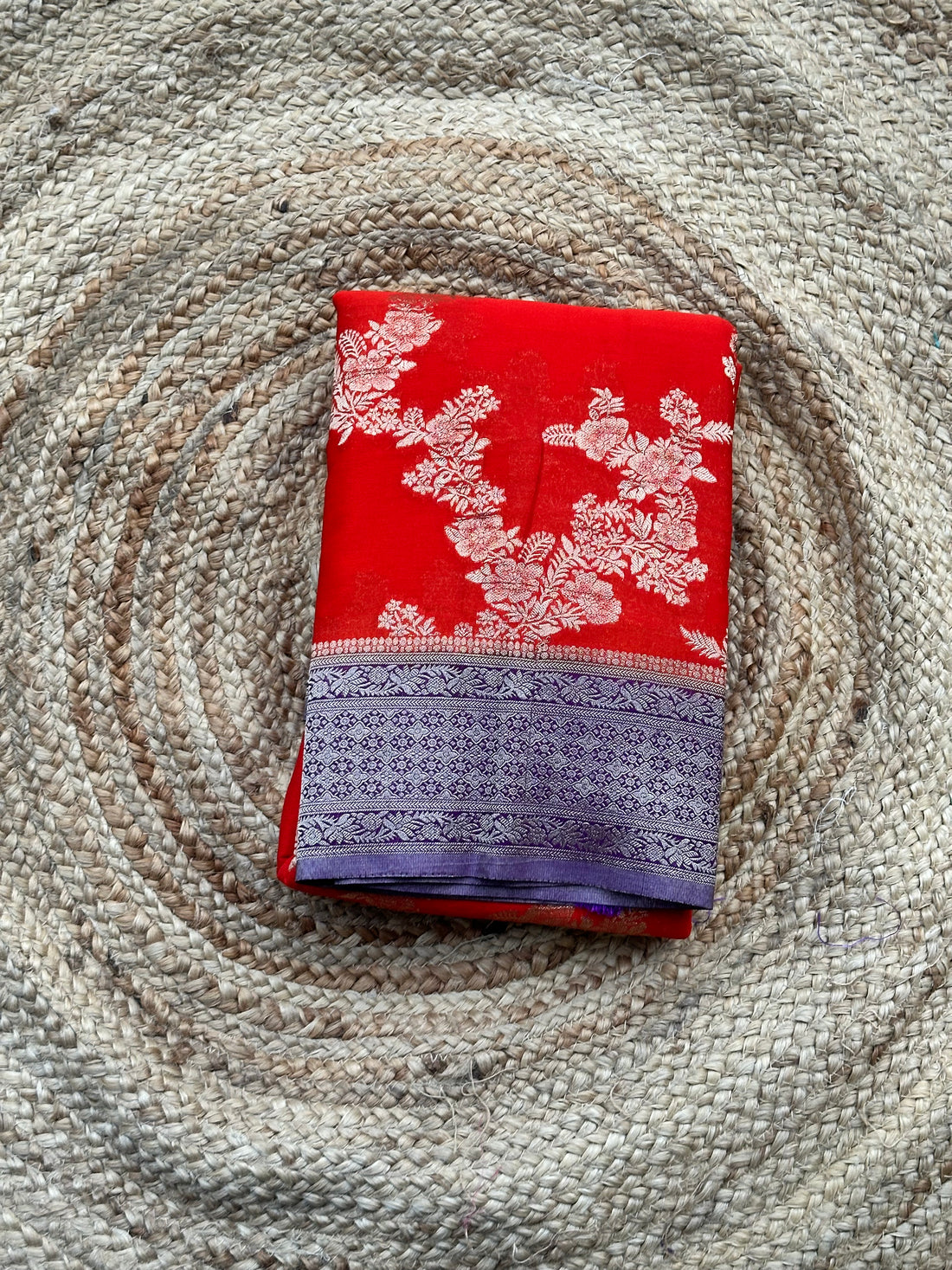 Orange and purple crushed georgette