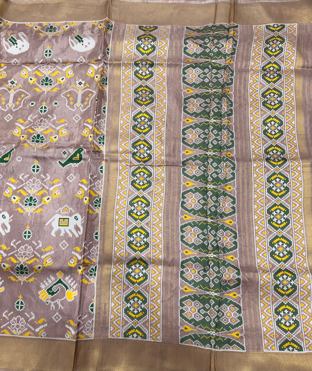 Pastel brown small border tusser Paithani saree
