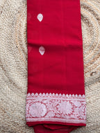 Burgundy Banarasi pure khadi chiffon saree sliver zari woven