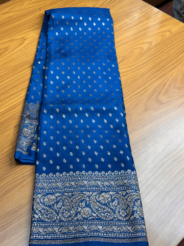 Peacock blue Banarasi blouse materials 1 mtr
