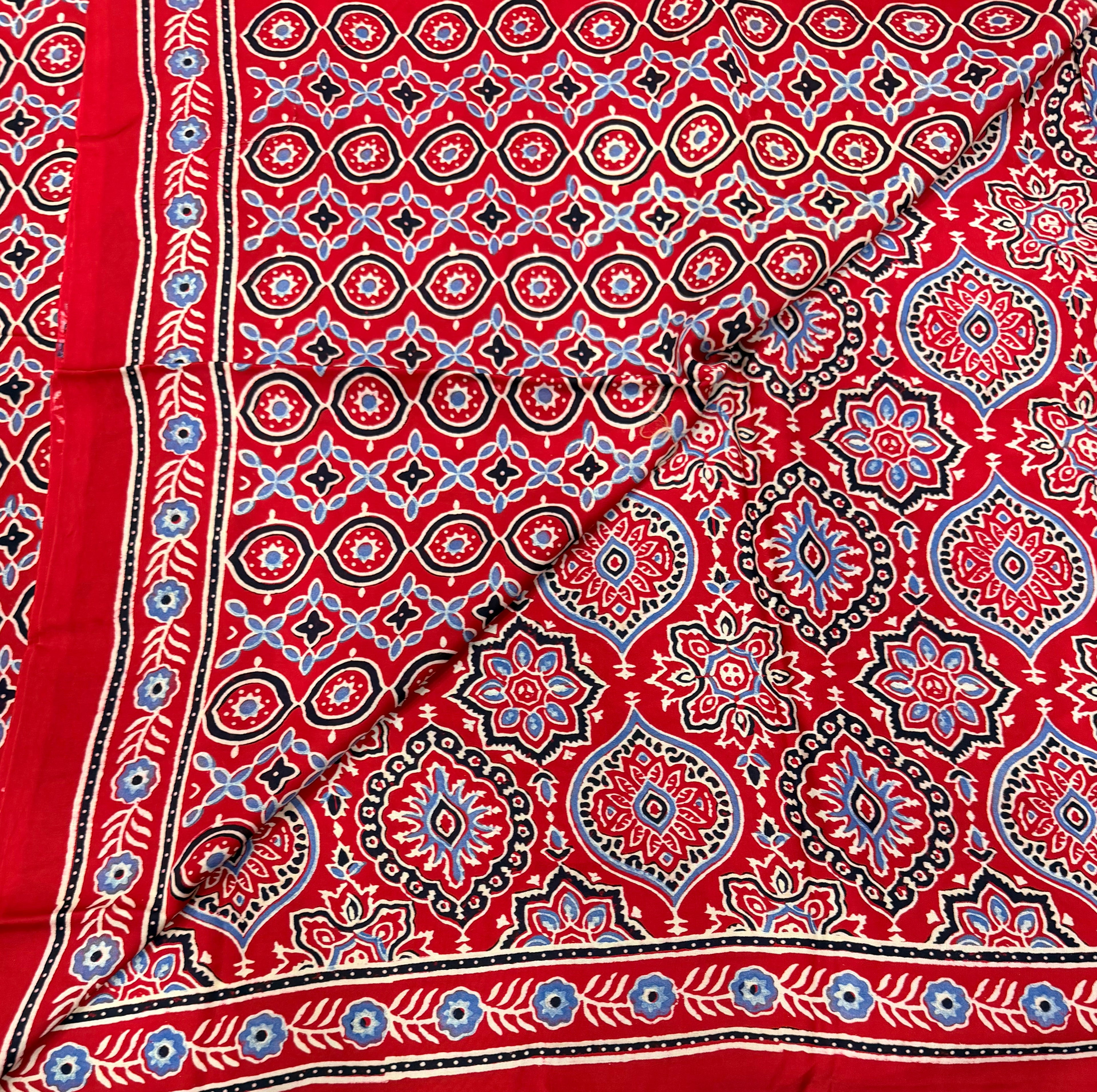 Red pure Ajrak dola sarees