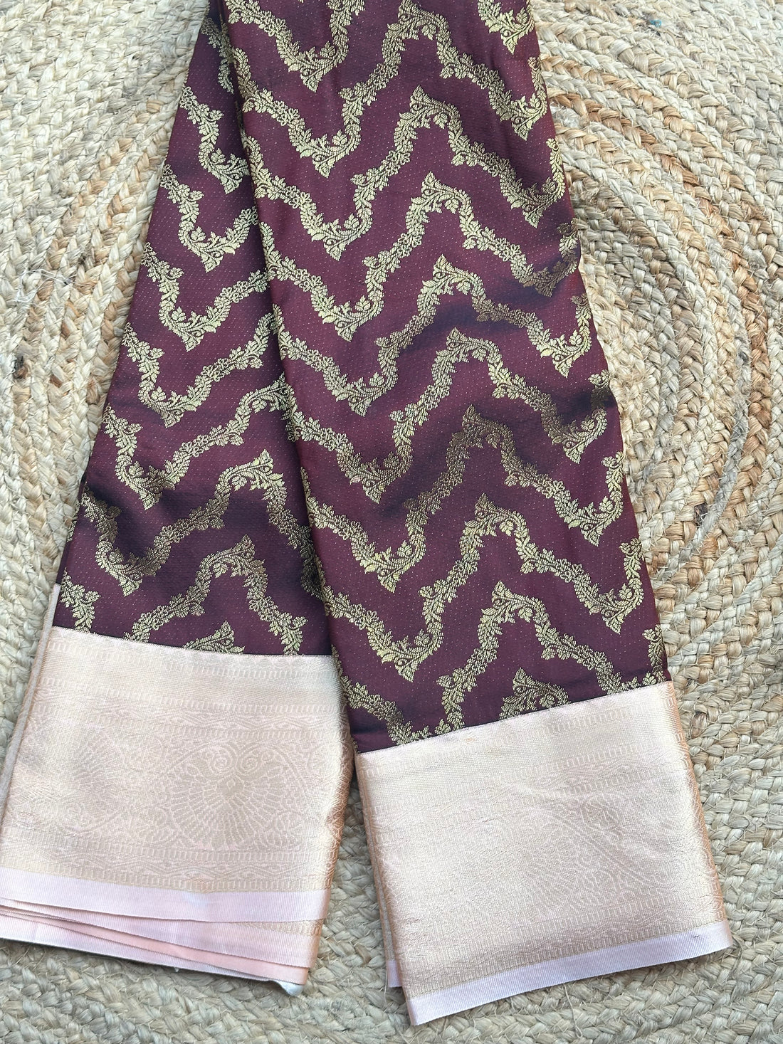 Coffee brown and peach semi Kanchi