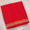 Red small butta pure benarasi crepe silk saree