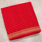 Red small butta pure benarasi crepe silk saree