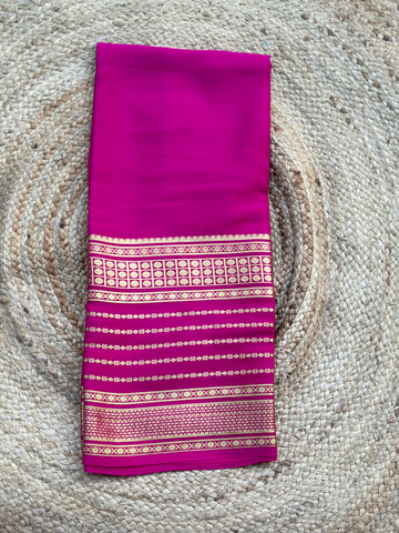 Rani pink pure crepe Mysore Silk sarees 120 gsm