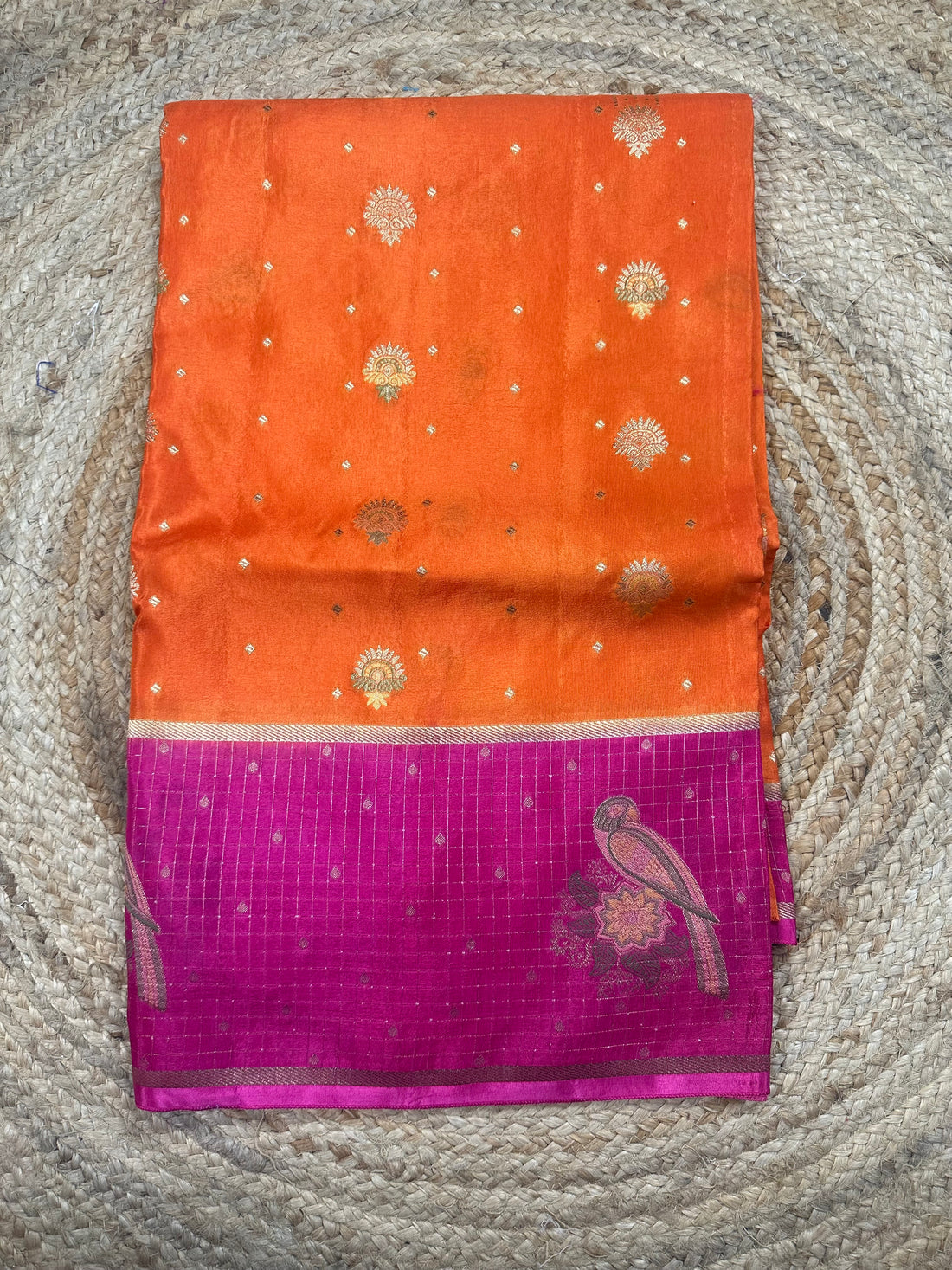 Orange and pink dola silk