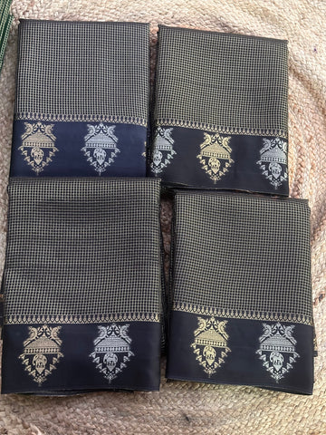 Black checks crepe with contrast border