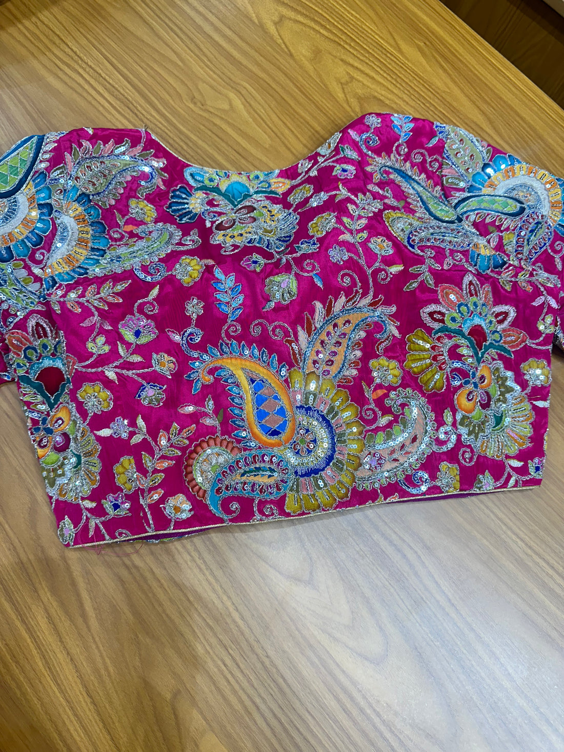 Pure crepe kalamkari sequence work ready blouse XL size