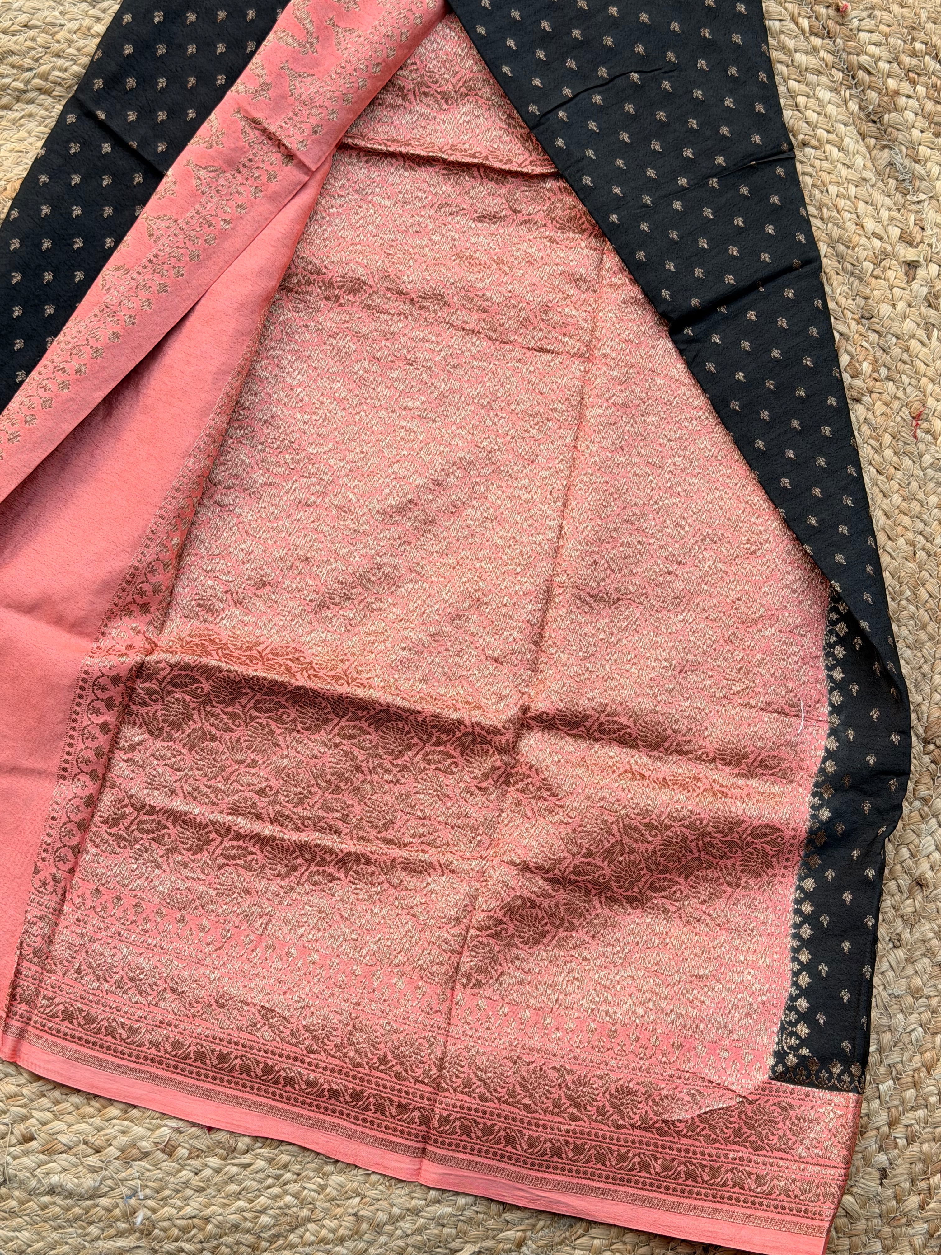 Pure crepe chiffon black and peach