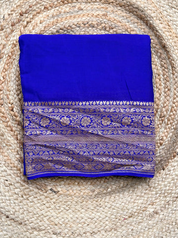 Plain Crepe Banarasi Pure Royal Blue