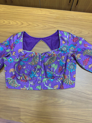 Lavender crepe kalamkari blouse