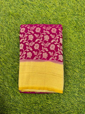 Designer georgette wine with mustard combo