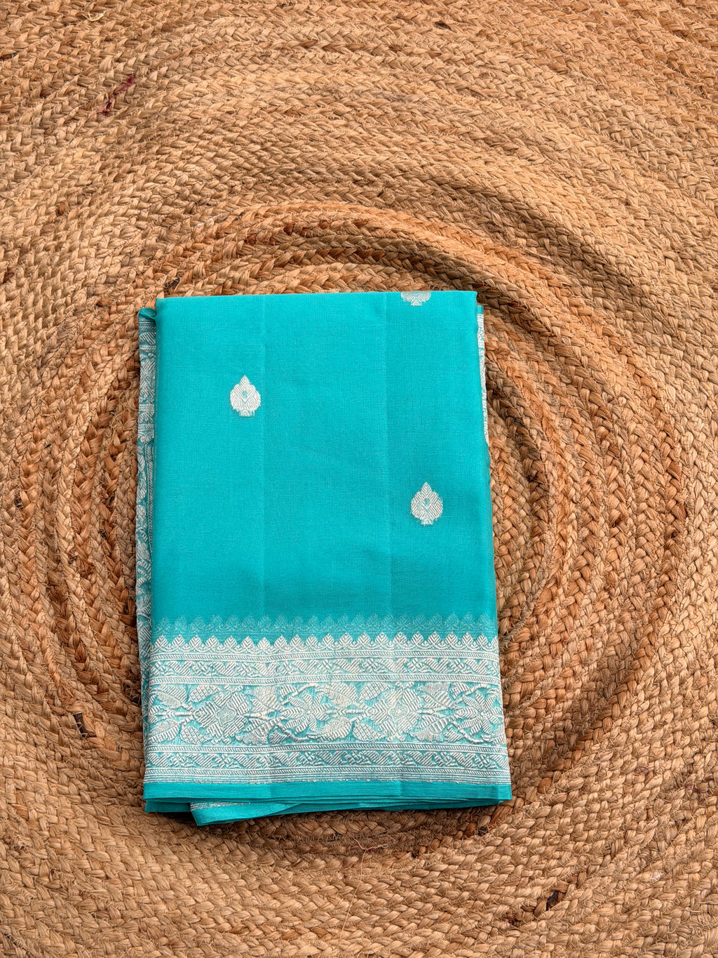 Sky blue Banarasi pure khadi chiffon saree sliver zari woven