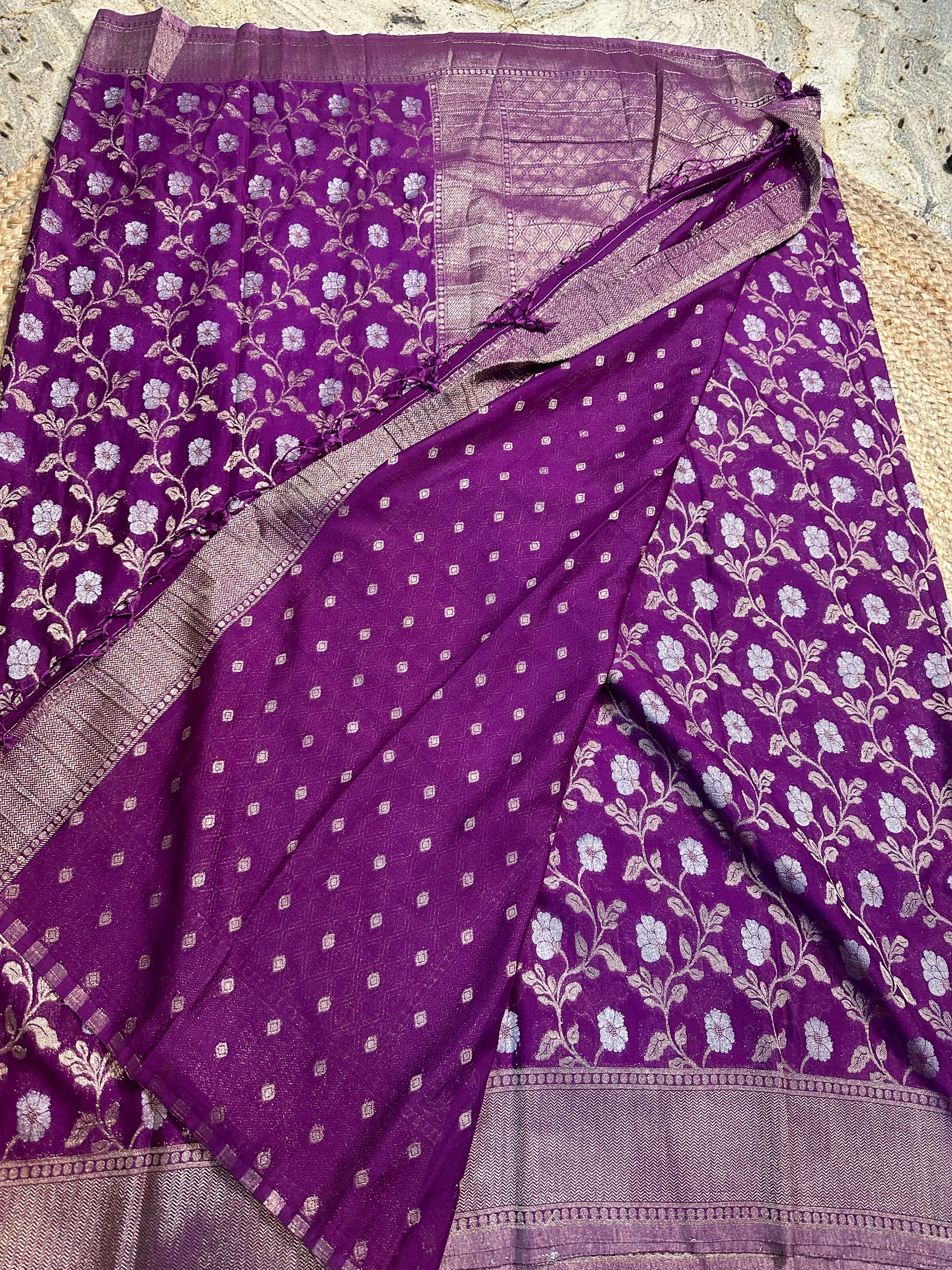 Mejentha pink designer georgette in jaal pattern.
