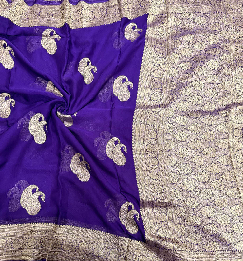 Blue mango Butta georgette small border saree