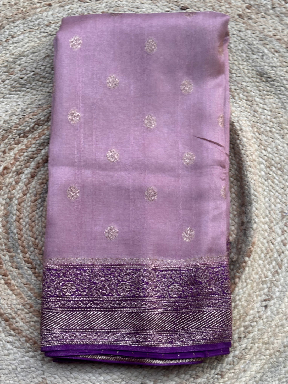 Light onions pink with purple tusser silk saree