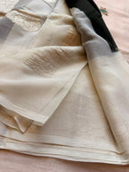 Black double border Banarasi pure khadi chiffon saree sliver zari saree