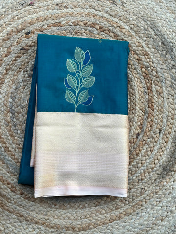Green and peach semi kanchi sarees