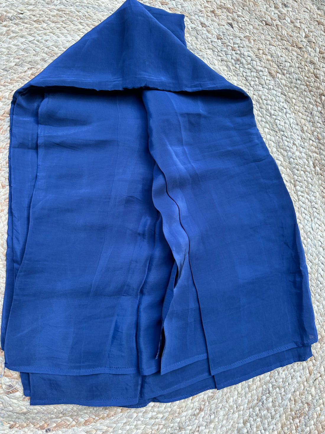 Deep blue pure crepe plain sarees with brocade blouse