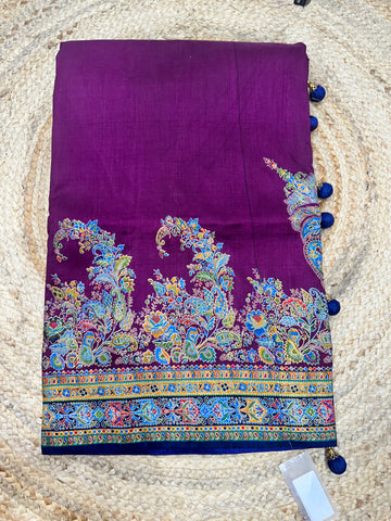 Dark purple pashmina prints