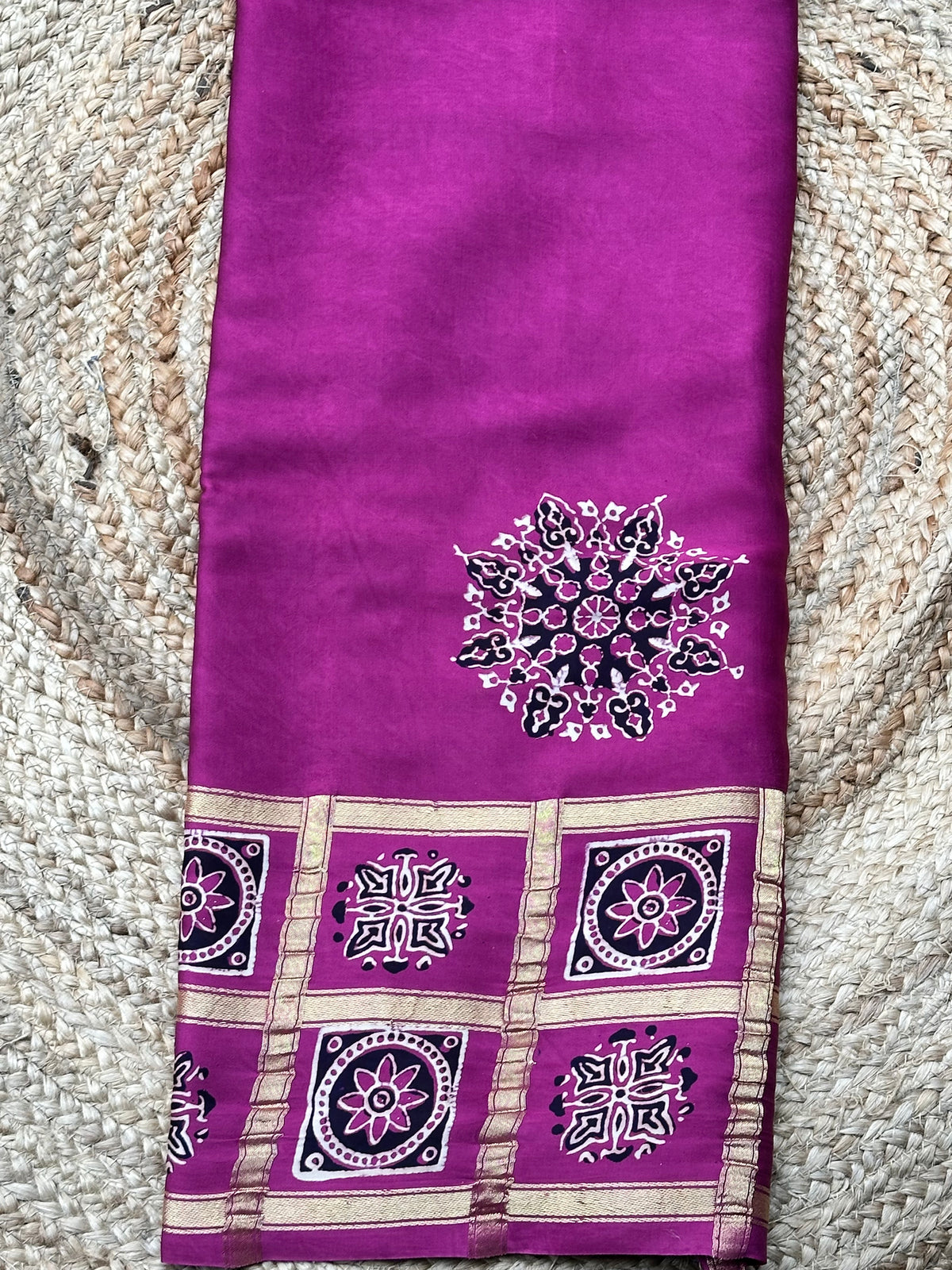 Onion pink pure modal Ajrak sarees