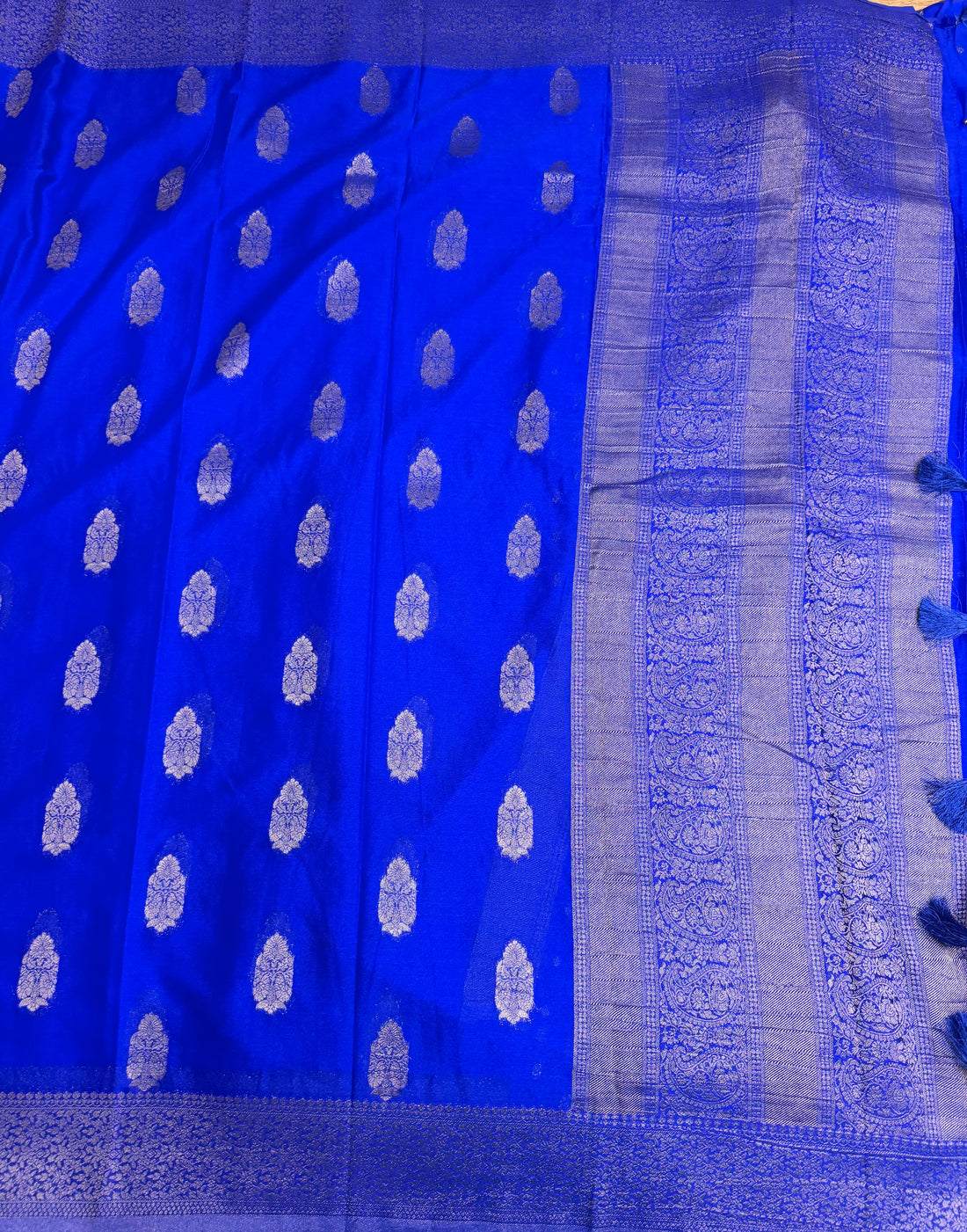Royal blue big butta 107 designer soft crepe silk saree