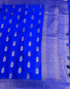 Royal blue big butta 107 designer soft crepe silk saree