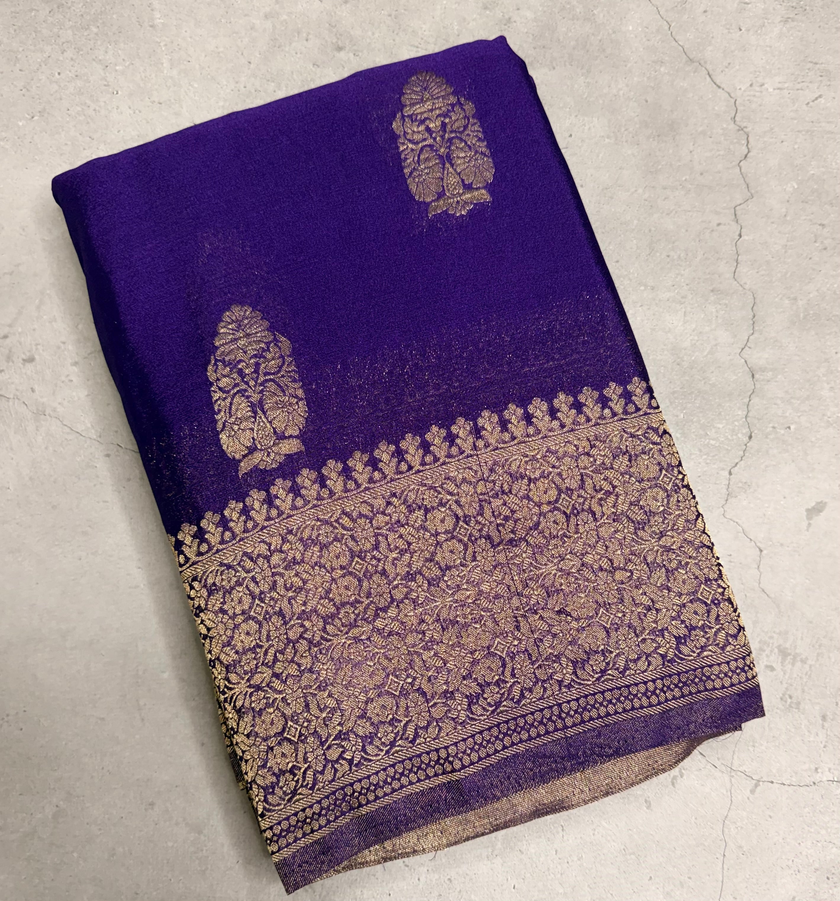 Purple big butta 107 designer soft crepe silk saree