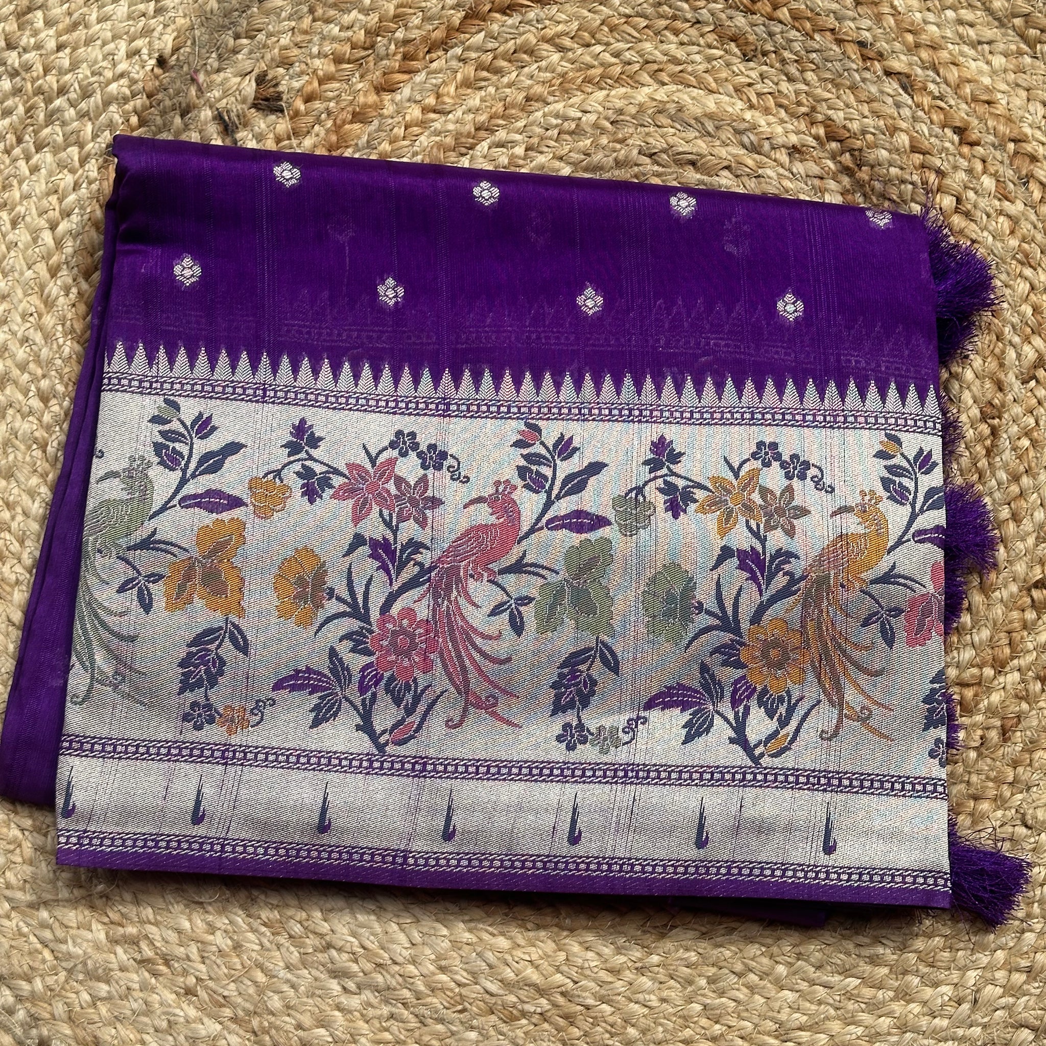 Purple Paithani tusser silk sarees