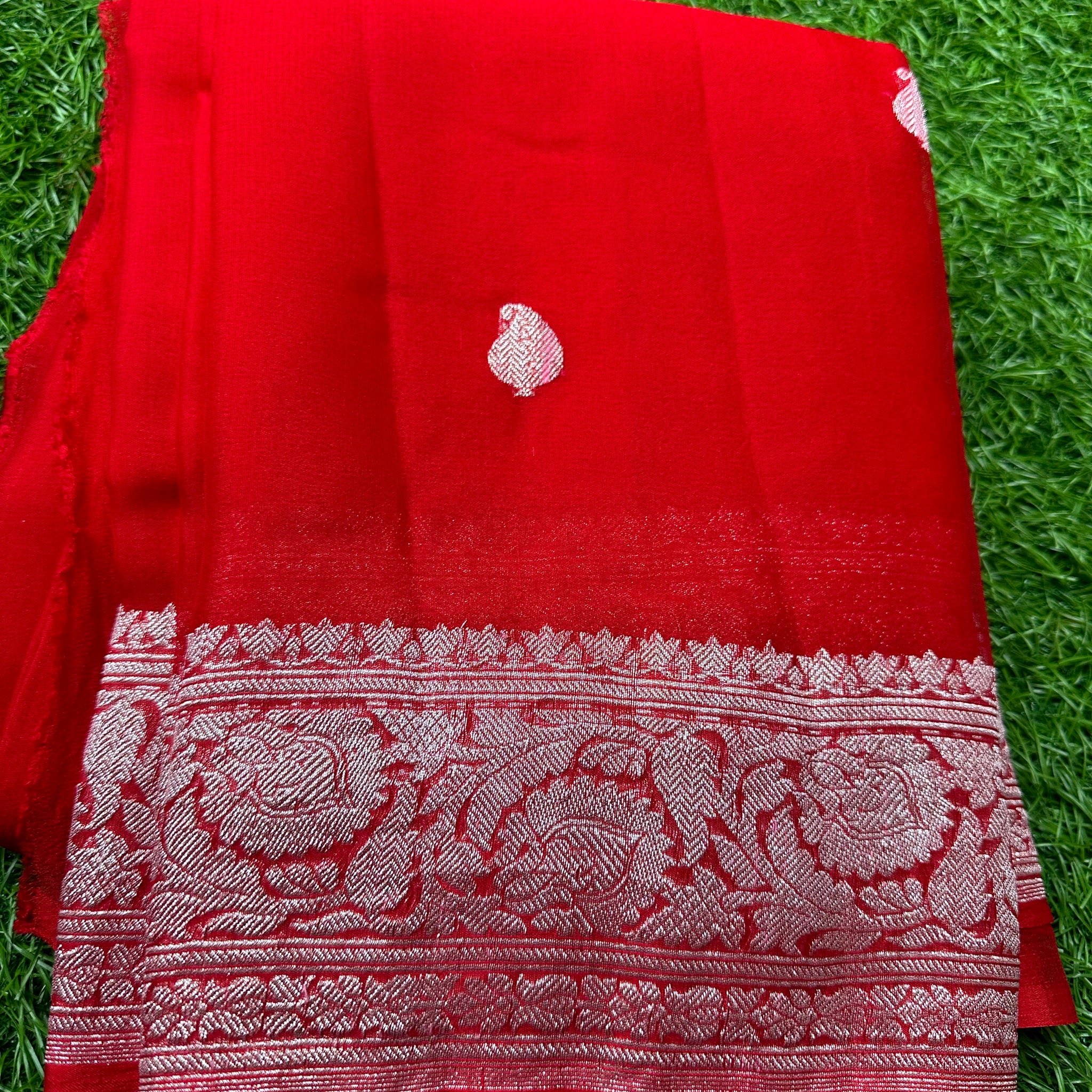 Chilly red pure chiffon sarees