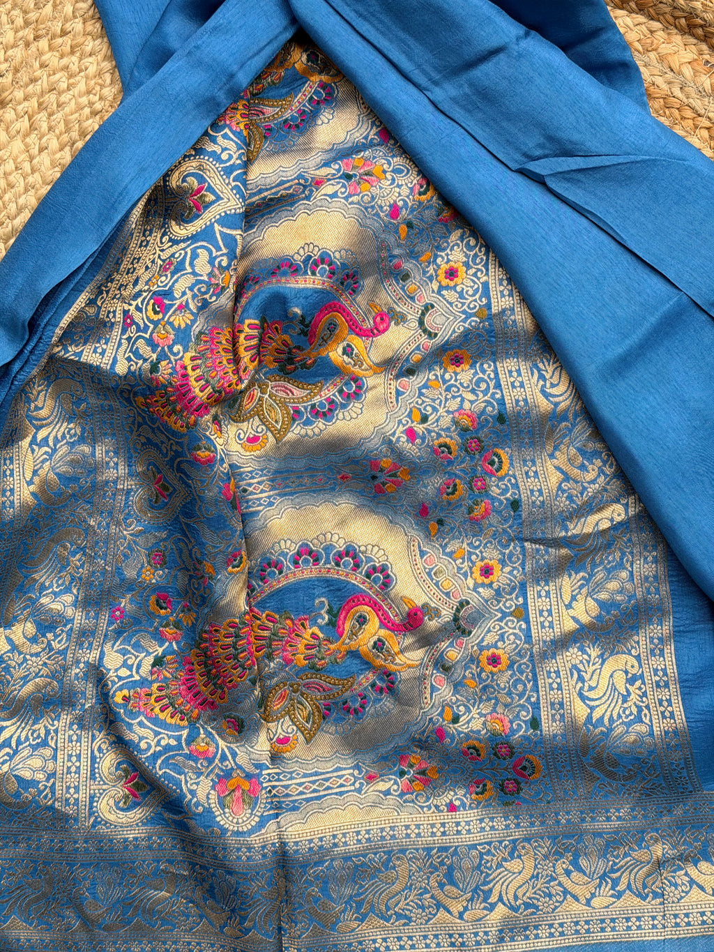 Blue plain dola modal sarees