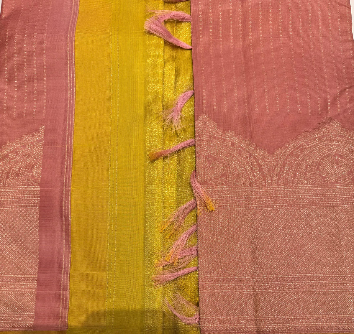 Pastel pink pure Kanjeevaram saree