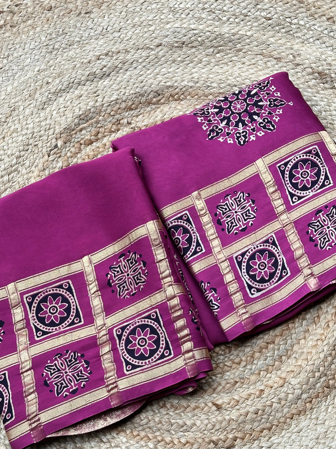 Onion pink pure modal Ajrak sarees