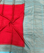 Red pure Banarasi crepe chiffon 107 with antique zari saree
