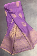 Light violet big butta 107 designer soft crepe silk