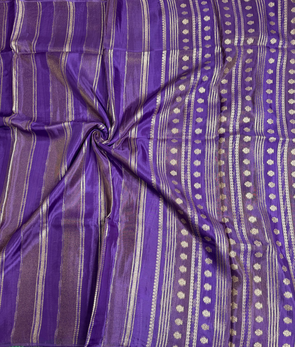 Light violet stripes chinnon crepe 107 saree