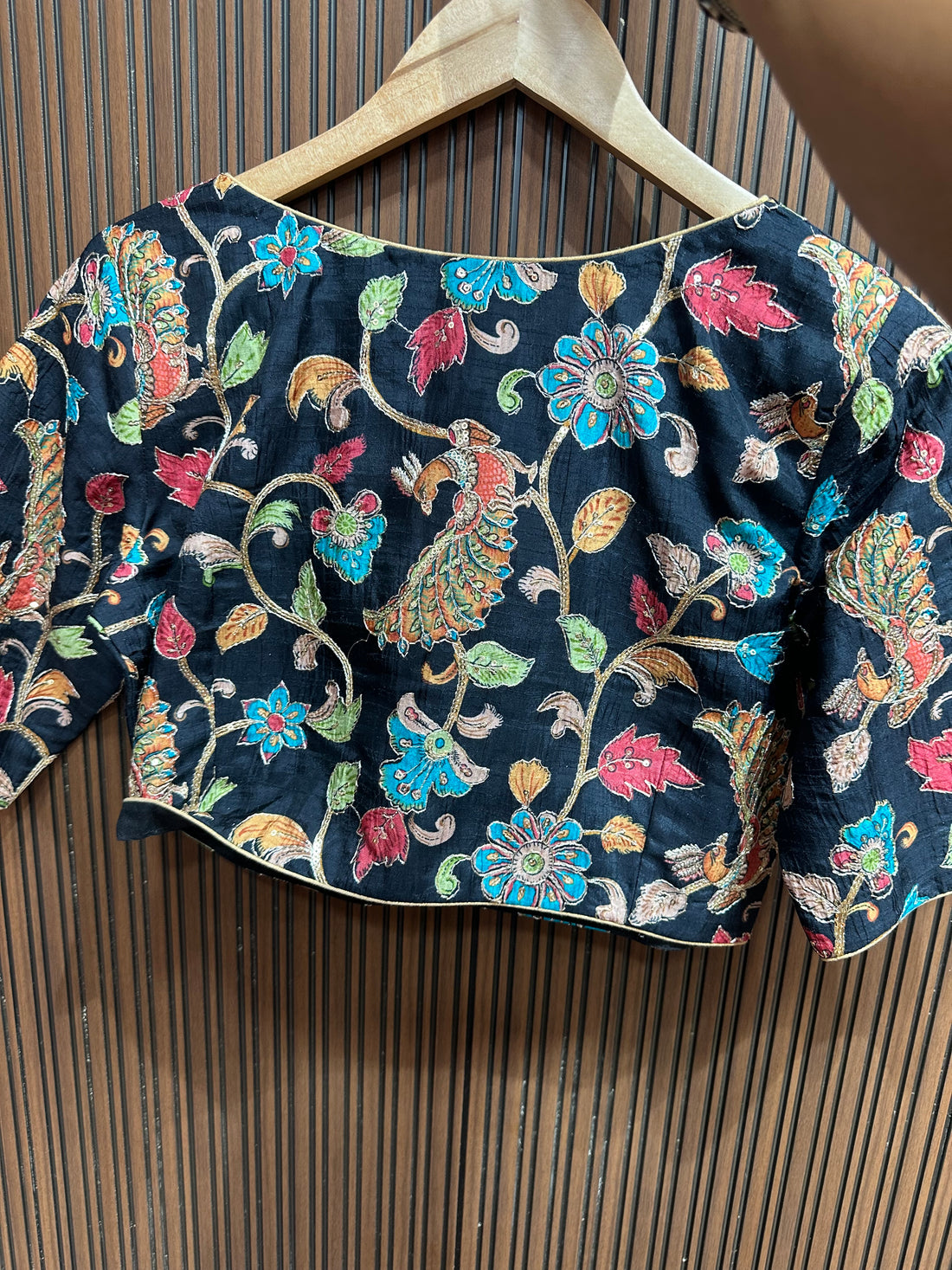 Black kalamkari ready blouse L to XXL size