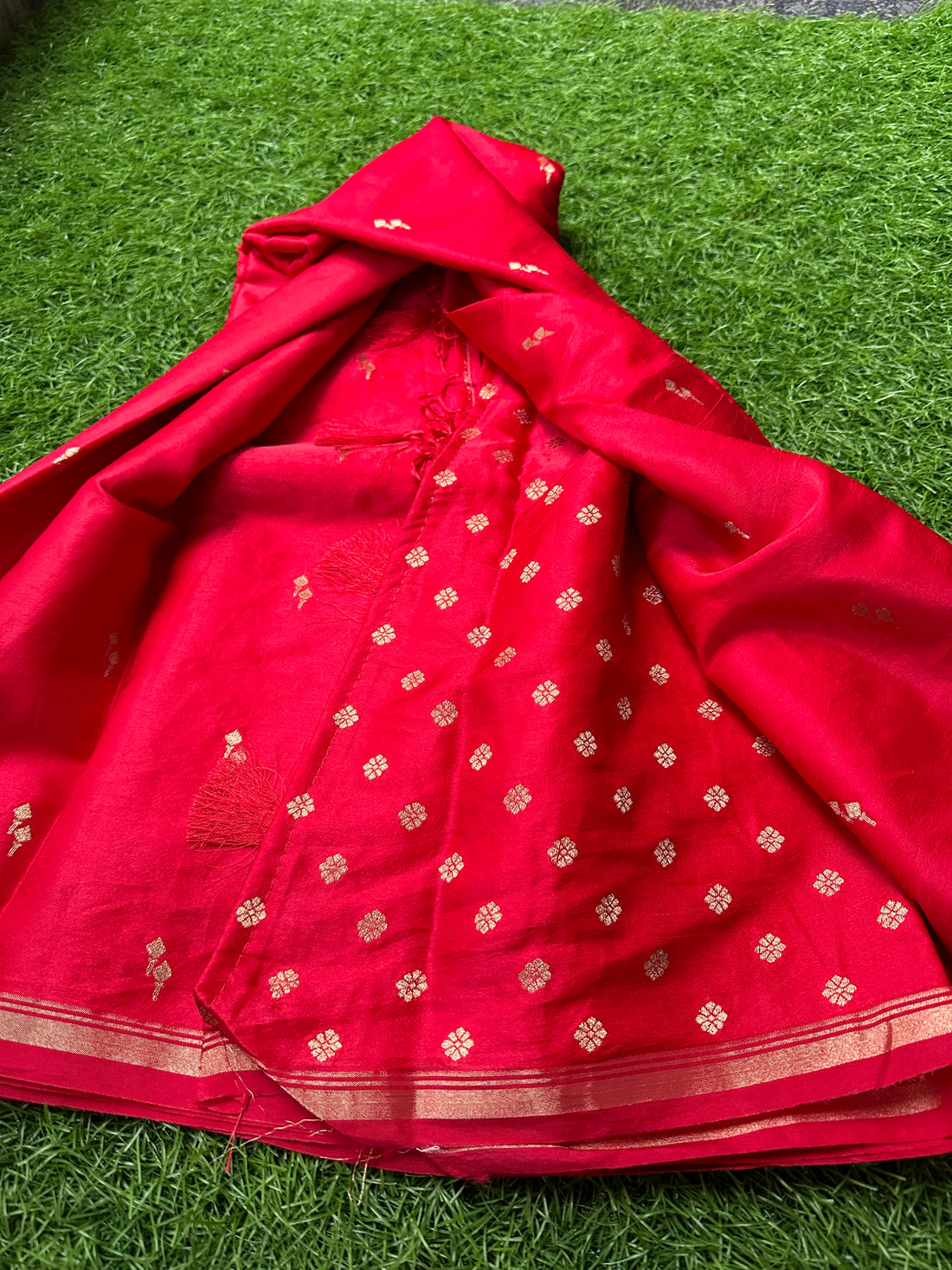 Red semi silk.