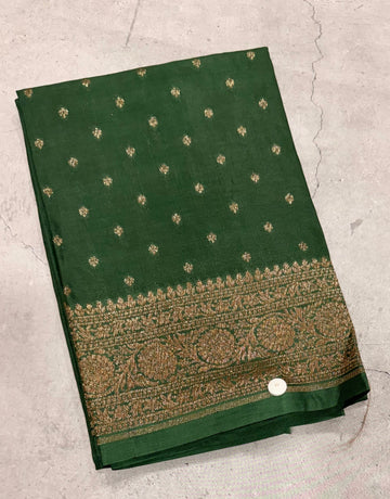 Bottle green butta Banarasi blouse -1m
