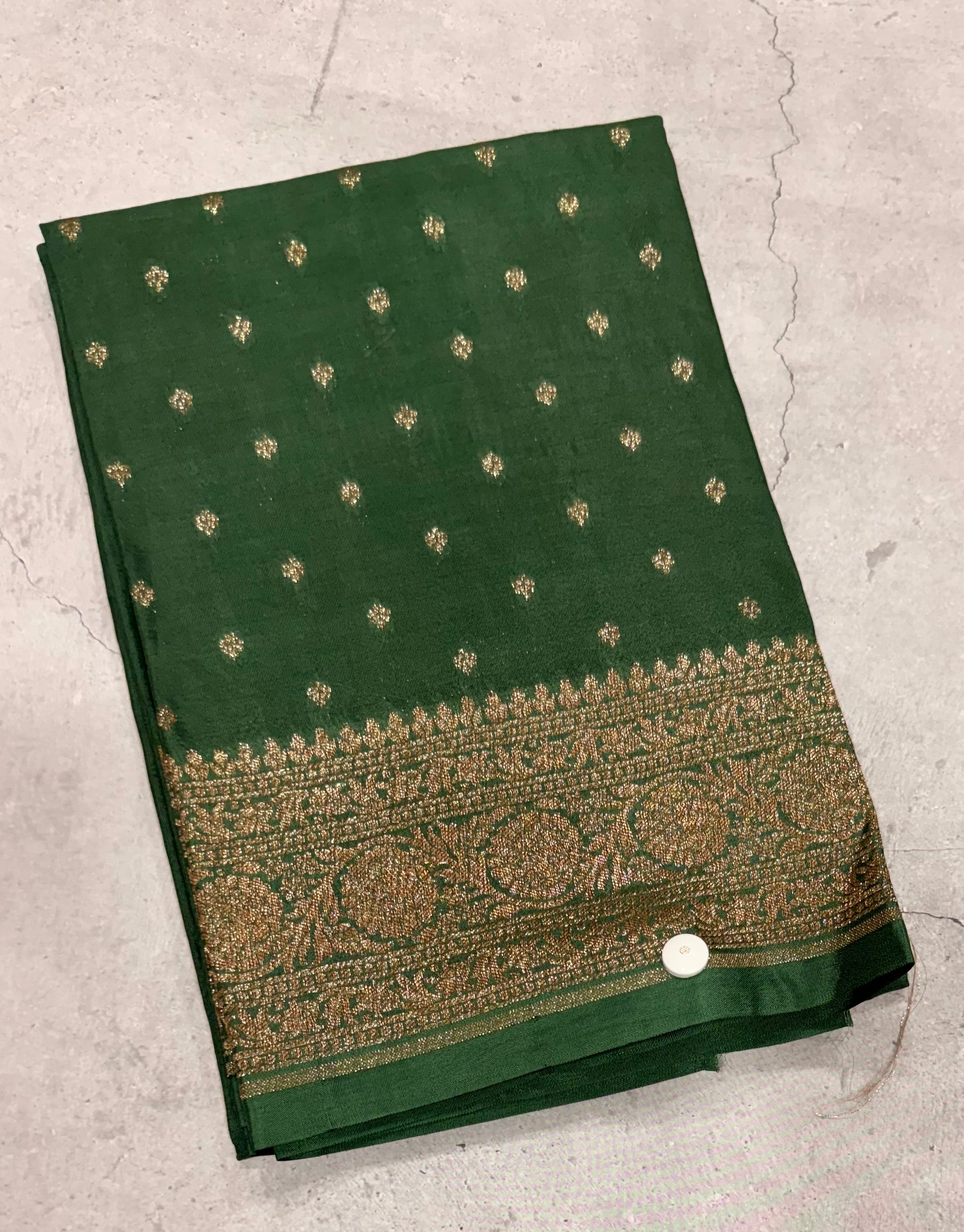 Bottle green butta Banarasi blouse -1m
