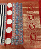 Black n white stripes pure Ajrak dola sarees