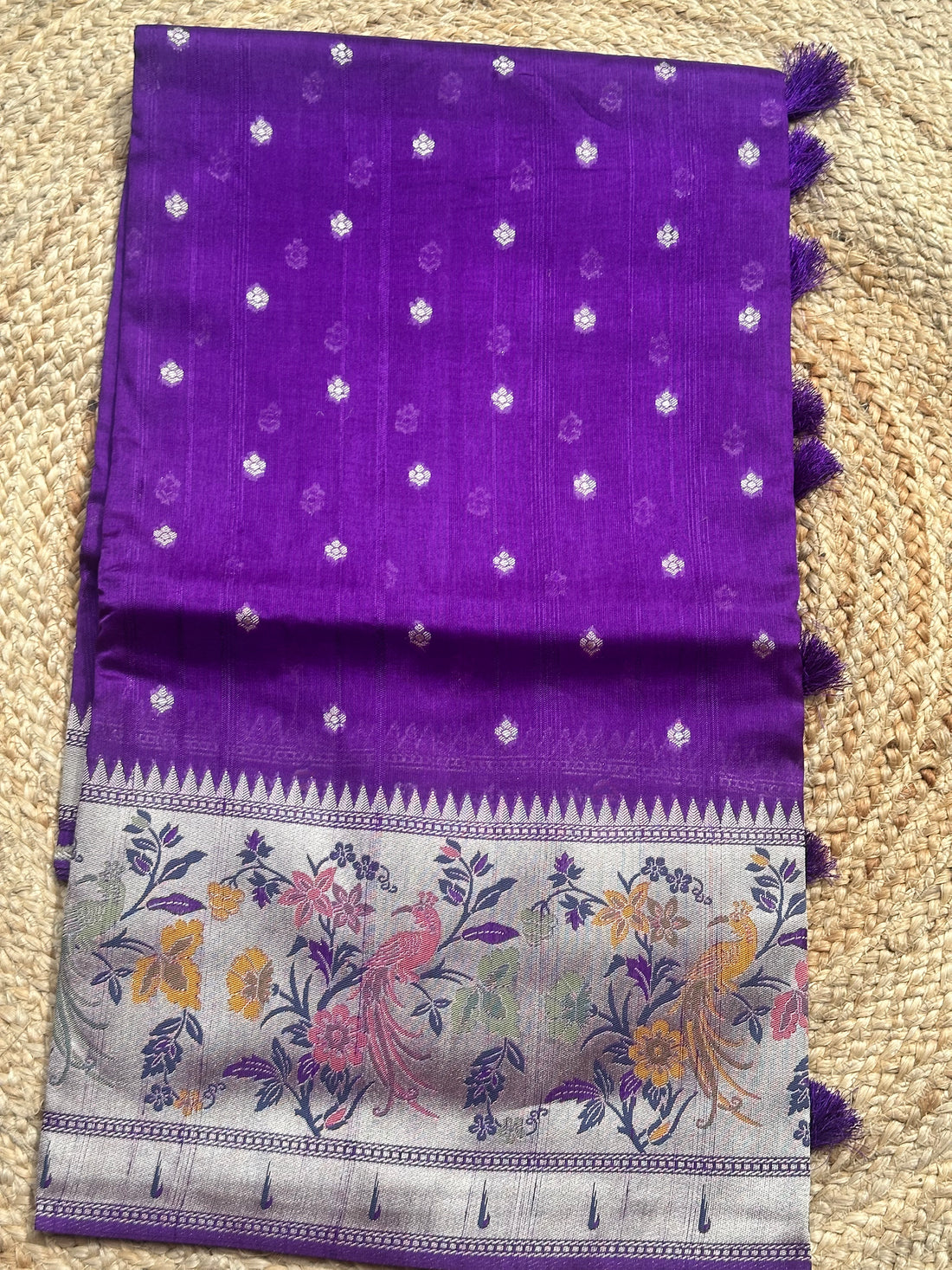Purple Paithani tusser silk sarees