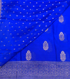 Royal blue big butta 107 designer soft crepe silk saree