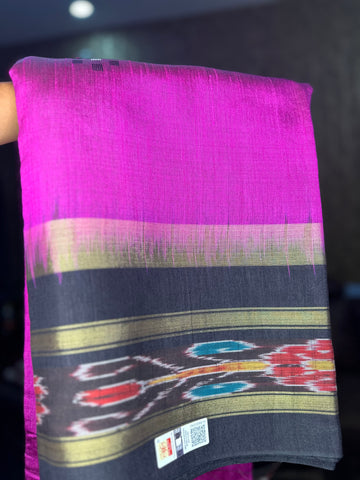 Raw silk,pink and black combination.