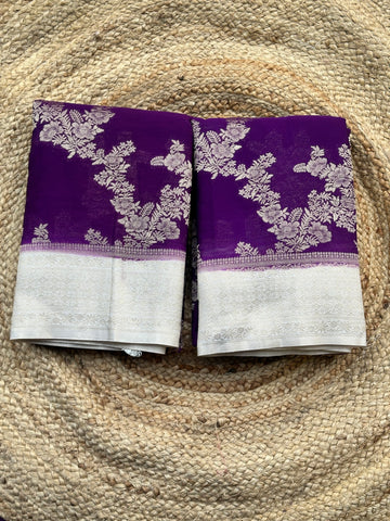 Purple and white crushed georgette