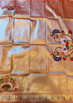 Golden tissue paithani blouse piece -1M