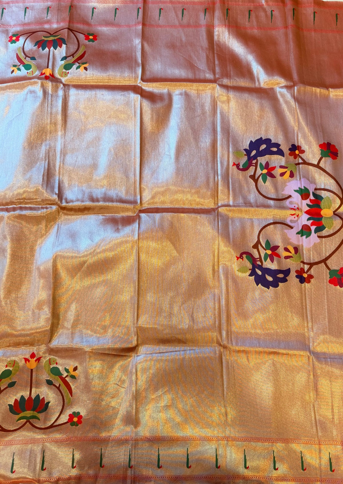 Golden tissue paithani blouse piece -1M