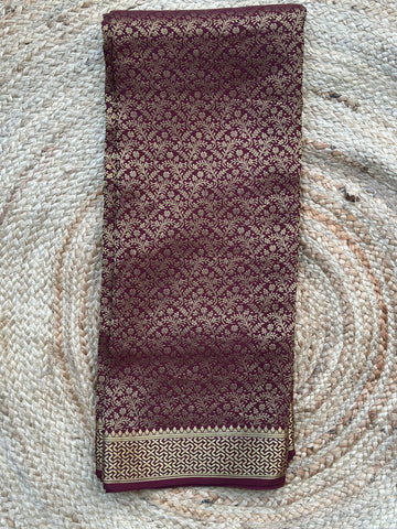 Brocade Deep coffee brown pure Mysore Silk crepe sarees 150 gsm