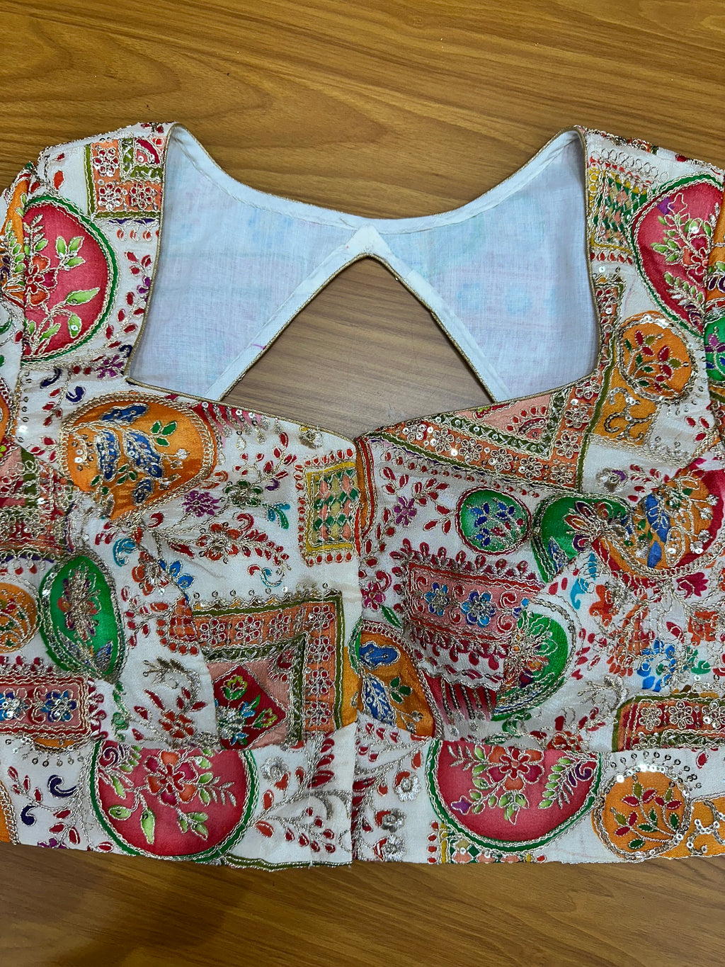 Half white heavy brocade Stiched blouse
