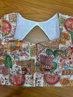 Half white heavy brocade Stiched blouse